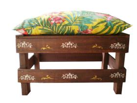 Banco madeira almofada arabesco sala quarto escritório 30x50