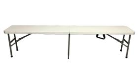 Banco Maleta Dobrável 4 lugares 180x28x43cm Cor Branca Banco Maleta Dobrável 4 lugares 180x28x43cm Cor Branca