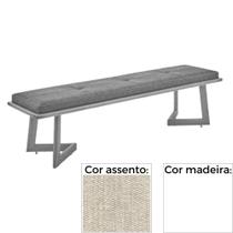 Banco MH-5347 Herval 155 cm Madeira Laca Fosca Branca Assento Estofado Bege A6