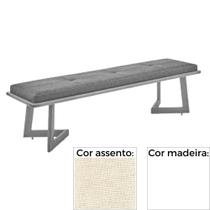Banco MH-5347 Herval 155 cm Madeira Laca Fosca Branca Assento Estofado Bege A7