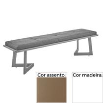Banco MH-5347 Herval 155 cm Madeira Laca Fosca Branca Assento Estofado Marrom A