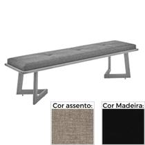 Banco MH-5347 Herval 155 cm Madeira Laca Fosca Preta Assento Estofado Marrom A6