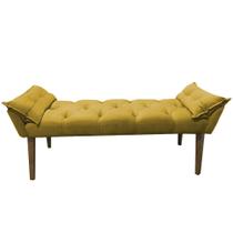 Banco Opalla 120x Suede Amarelo - Dominic Decor