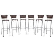 Banco Para Balcão Alto Estrutura Prata Encosto Junco Argila Ideal Bancadas Ilhas Cozinha Americana Kit 6 Banquetas Itagold Banco Para Balcão Alto Estrutura Prata Encosto Junco Argila Ideal Bancadas Ilhas Cozinha Americana Kit 6 Banquetas Itagold