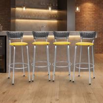 Banco Para Balcão Alto Estrutura Prata Encosto Junco Degradê Ideal Bancadas Ilhas Cozinha Americana Kit 4 Banquetas Itagold Banco Para Balcão Alto Estrutura Prata Encosto Junco Degradê Ideal Bancadas Ilhas Cozinha Americana Kit 4 Banquetas Itagold