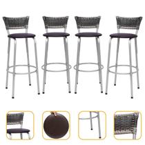 Banco Para Balcão Alto Estrutura Prata Encosto Junco Degradê Ideal Bancadas Ilhas Cozinha Americana Kit 4 Banquetas Itagold Banco Para Balcão Alto Estrutura Prata Encosto Junco Degradê Ideal Bancadas Ilhas Cozinha Americana Kit 4 Banquetas Itagold