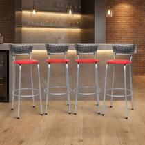 Banco Para Balcão Alto Estrutura Prata Encosto Junco Degradê Ideal Bancadas Ilhas Cozinha Americana Kit 4 Banquetas Itagold Banco Para Balcão Alto Estrutura Prata Encosto Junco Degradê Ideal Bancadas Ilhas Cozinha Americana Kit 4 Banquetas Itagold