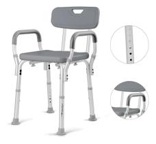 Banco Para Banho Em Alumínio Com Encosto e Apoio de Braço Até 130 Kg - Hidrolight
