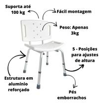 Banco Para Banho Regulável Idoso Alumínio Com Encosto 100 Kg Banco Para Banho Regulável Idoso Alumínio Com Encosto 100 Kg