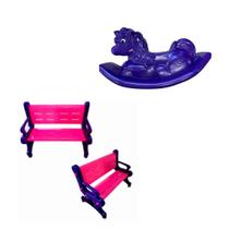 Banco Plástico com Unicórnio Kit Playground Infantil Ideal para Meninos e Meninas