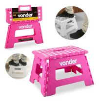 Banco Plástico Dobrável Rosa - 22cm Vonder perfeito para Pesca Manicure Camping