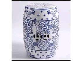 Banco Porcelana Garden Seat Azul e Branco Classico Formosa