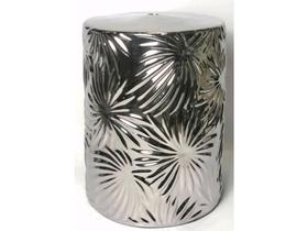 Banco Porcelana Garden Seat Prata Relevos Florais Formosa Banco Porcelana Garden Seat Prata Relevos Florais Formosa