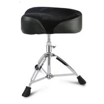 Banco Preto, Assento p/ Bateria Regulagem a Rosca, Acolchoado, Ergonômico, Cromado