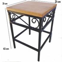 banco quadrado rococo horizontal preto banqueta puff seat garden ferro e madeira de demolição sala de estar cozinha bar bistrô