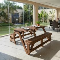 Banco que Vira mesa 1,50 m 6 lugares madeira tratada autoclavada para área externa e interna varandas áreas gourmet churrasco e piscina