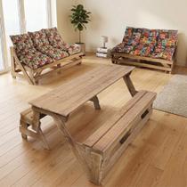 Banco que Vira Mesa 1,50 m 6 lugares para ambiente interno e externo acompanham almofadas confortáveis Jardim Varanda área de piscina e churrasco Banco que Vira Mesa 1,50 m 6 lugares para ambiente interno e externo acompanham almofadas confortáveis Jardim Varanda área de piscina e churrasco