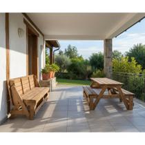 Banco que Vira Mesa 1,80 m para 8 lugares madeira tratada autoclave ambiente externo e interno varandas e piscinas