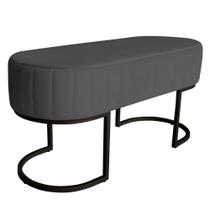 Banco Recamier Estofado Luana Base Preta Veludo Cinza - Montanaris Decor