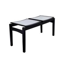 Banco Recamier Lisboa 2 lugares Madeira Maciça Tela Sintética - Preto