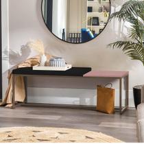 Banco Recamier Puff London 160cm Industrial Marrom material sintético Preto Tampo Quadrado MDF Rose - Ahazzo Móveis