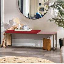 Banco Recamier Puff London 160cm Industrial Marrom material sintético Vermelho Tampo Quadrado MDF Rose - Ahazzo Móveis