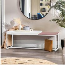 Banco Recamier Puff London 195cm Industrial Branco material sintético Branco Tampo Quadrado MDF Rose - Ahazzo Móveis