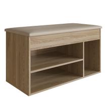 Banco Sapateira Baú SP080 Madeira Oak - Completa Móveis Banco Sapateira Baú SP080 Madeira Oak - Completa Móveis