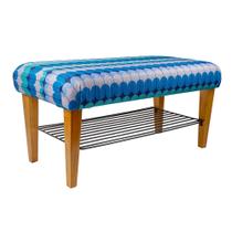 Banco Sapateira Ondas Azul E Verde 80X40cm - Renata Sader Banco Sapateira Ondas Azul E Verde 80X40cm - Renata Sader