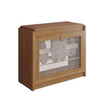 Banco Sapateira Plenitude Madeira Detalhe em Tela Ratan Acento Almofadado material sintético Marrom - Ofertamo Banco Sapateira Plenitude Madeira Detalhe em Tela Ratan Acento Almofadado material sintético Marrom - Ofertamo