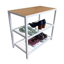 Banco Sapateira Strassis Design SD-3501-60 Metal e MDF Cor: Branca