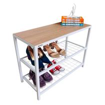Banco Sapateira Strassis Design SD-3501-69 Metal e MDF cor: Branca Banco Sapateira Strassis Design SD-3501-69 Metal e MDF cor: Branca
