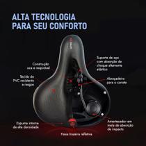 Banco Selim 2 Molas Refletor Mega Soft Vazado Confortável Largo Mtb Speed Elastomero