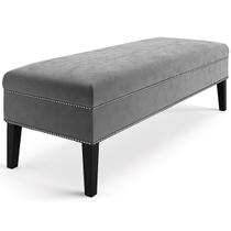 Banco Sofia 1,20m com Tachas Suede Cinza - Inova Decor