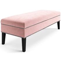 Banco Sofia 1,40m com Tachas Suede Rosa Bebe - Inova Decor