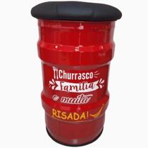 Banco tambor churrasco familia e risada banqueta puff