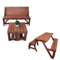 Banco Vira Mesa Área Interna 4 Lugares 1,00m + Mesa de Centro Vira Banquinhos