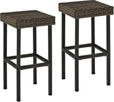 Bancos de bar ao ar livre Crosley Furniture Palm Harbor Brown Set 2 Bancos de bar ao ar livre Crosley Furniture Palm Harbor Brown Set 2