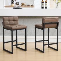 Bancos de bar com altura de balcão FIRAVOE Faux Leather (2 unidades de 26")