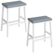 Bancos de bar HOOBRO WG01MD01 em couro PU estofados branco/cinza