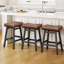 Bancos de bar Raynesys Counter Height, conjunto de 3 marrom/preto