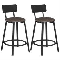 Bancos de bar VASAGLE, estofados em PU, encosto de 75 cm, conjunto de 2 Bancos de bar VASAGLE, estofados em PU, encosto de 75 cm, conjunto de 2