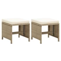 Bancos de pátio ao ar livre vidaXL Poly Rattan Beige com 2 almofadas Bancos de pátio ao ar livre vidaXL Poly Rattan Beige com 2 almofadas