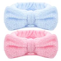 Banda Spa WLLHYF, pacote com 2 faixas de cabelo Bowknot, cuidados com a pele facial