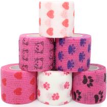 Bandagem Adesiva Coesiva KEQCQE 2 Polegadas Rosa, 6 Unidades