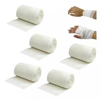 Bandagem Atadura Rayon Medicinal Para Curativo Feridas Kit 5 Unidades 7,5cm x 5m