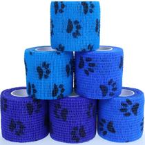 Bandagem Autoadesiva KEQCQE 2 Polegadas Azul com Patinhas 6 Rolos