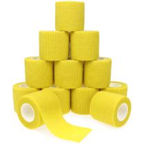 Bandagem autoadesiva KEQCQE 5 cm Amarela 12 rolos Bandagem autoadesiva KEQCQE 5 cm Amarela 12 rolos