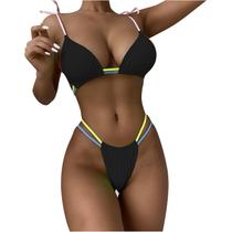Bandagem feminina sólida sexy biquíni push-up acolchoado maiô maiô conjunto de roupa de praia