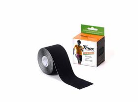 Bandagem Neuromuscular Elástica Adesiva - 5m X 5cm, Preto - Tmax